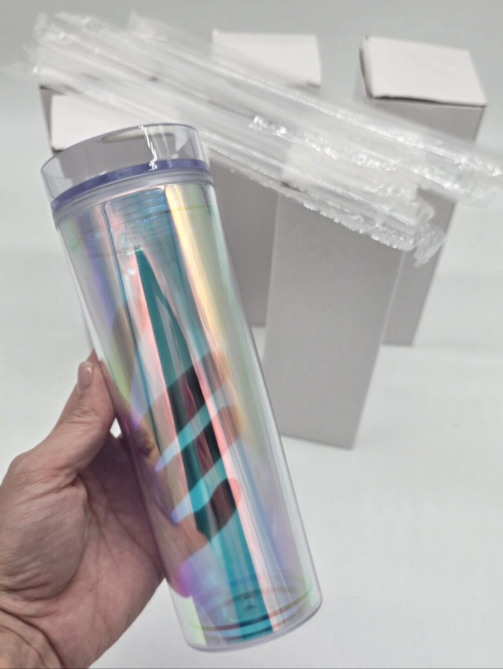 Brand NEW. Iridescent Holographic Travel Tumbler - Multicolor